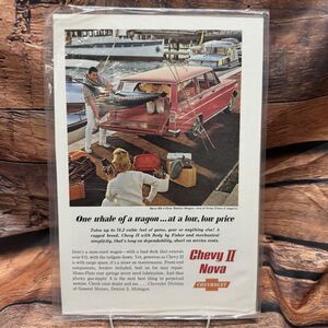 1962 Chevrolet Chevy II Nova 400 Station Wagon Vintage Print Ad Car Fishing Fish
